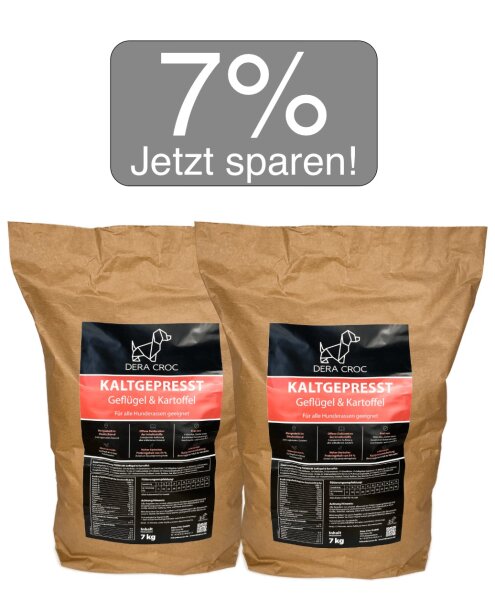 Kaltgepresst Geflügel & Kartoffel - 2 x 7 kg | DERA CROC